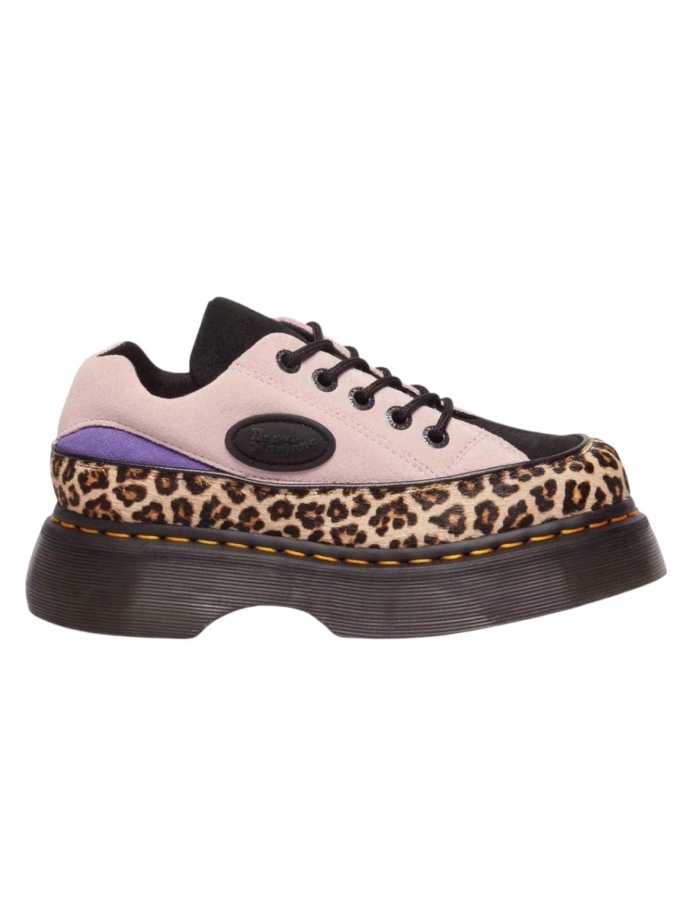 Dr. Martens BUZZ 5-EYE LEOPARD AND SUEDE Pink and Leopard Print Platform Shoes 6